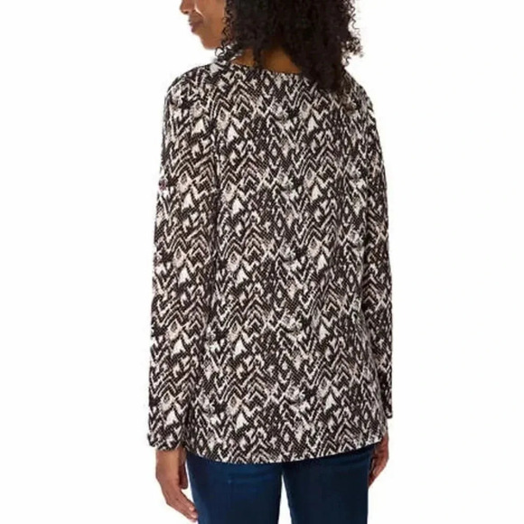 Mario Serrani Ladies' Tunic Top Large Black & Ivory - Picture 2 of 6